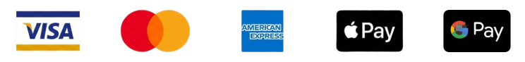 Accepted payments: Visa, Mastercard, American Express, Apple Pay and Google Pay